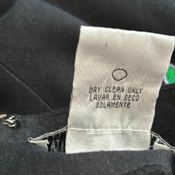 Megan Lee Wms 22W Vintage Black Linen Blend Embroidered Flip Flops Midi Dress - Picture 9 of 10